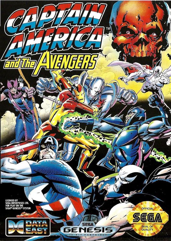 Captain America and the Avengers box art for Sega Mega Drive
